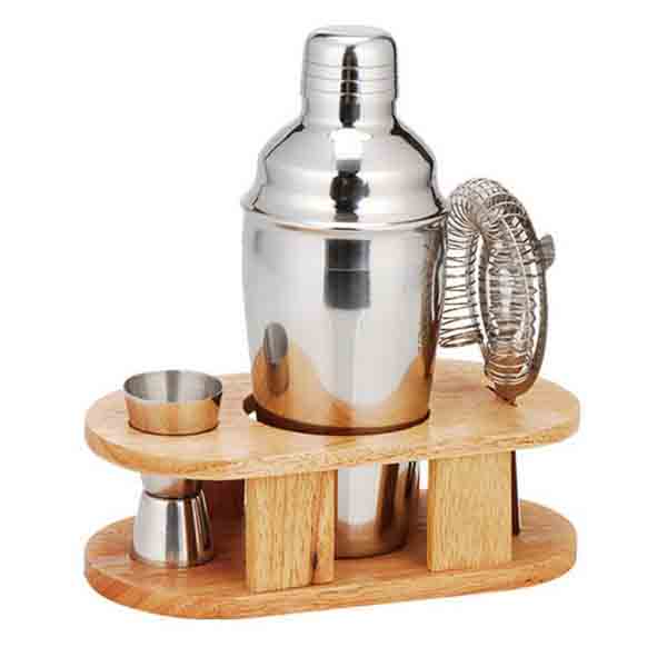 SS&wood cocktail shaker set     