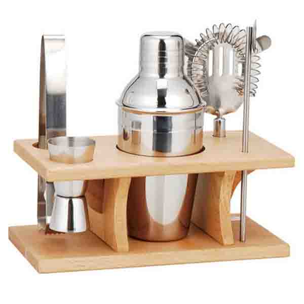 SS&wood cocktail shaker set      