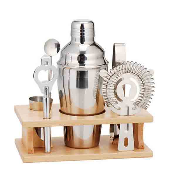 SS&wood cocktail shaker set       