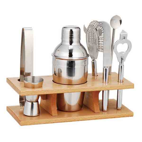 wood cocktail shaker set     